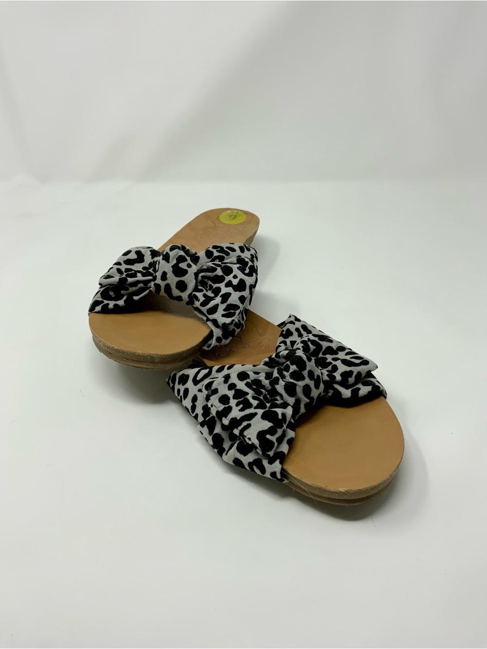 Blowfish Malibu Black & White Leopard Knot Slide Sandals